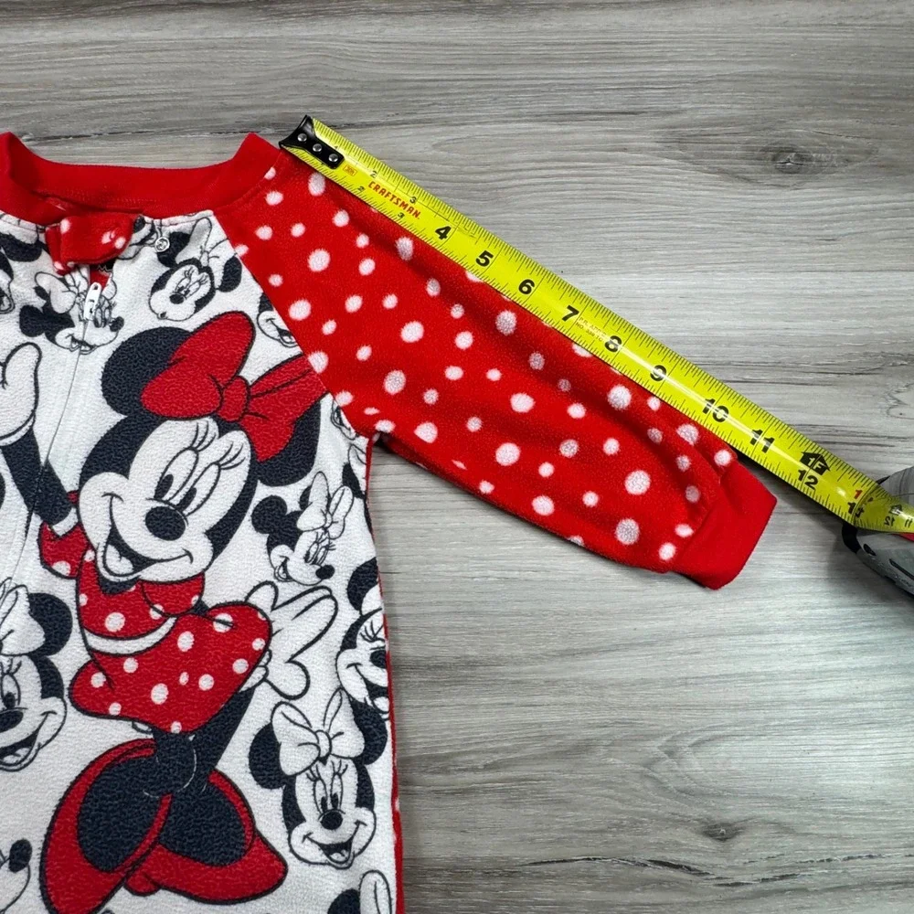 Disney Minnie Mouse‎ Baby Girls Fleece Footed Pajamas Sleepers 18M Red White